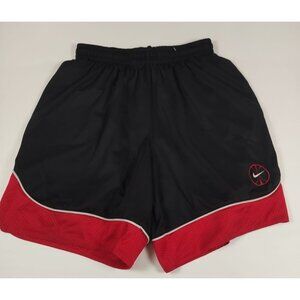 Vintage Nike Team Sports Men L Black Red Mesh Basketball Shorts Made In Taiwan